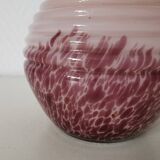 vase en opaline rond , rose et violet années 40