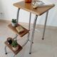 Stepladder stool vintage chrome and solid oak 60/70s