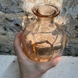 Vase flacon rose ambré en verre