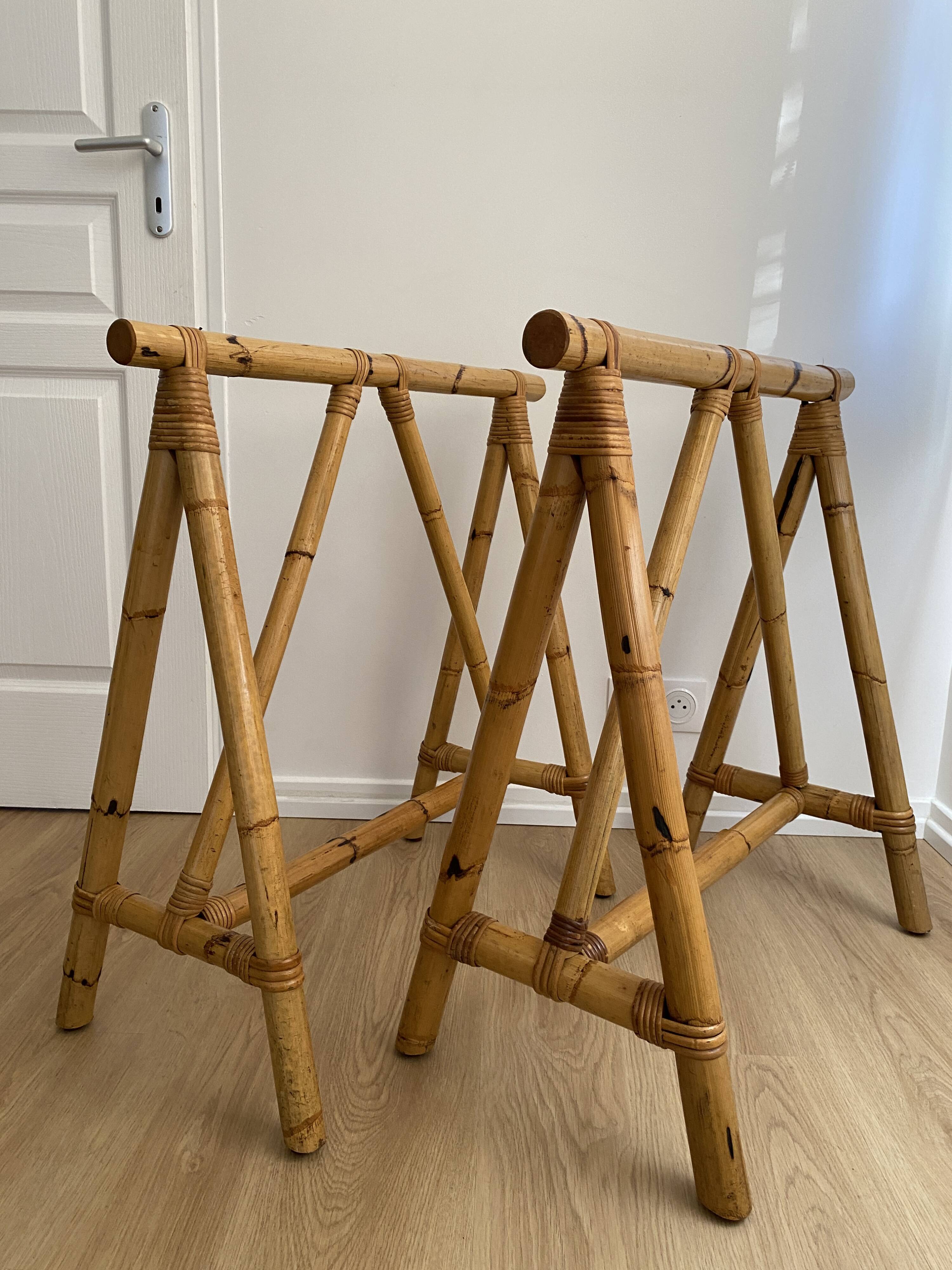 Vintage Bamboo trestles from the 60s/70s for desk, table, side table