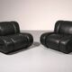 Mimo Padova black leather modular lounge chairs "Velasquez" - 1970