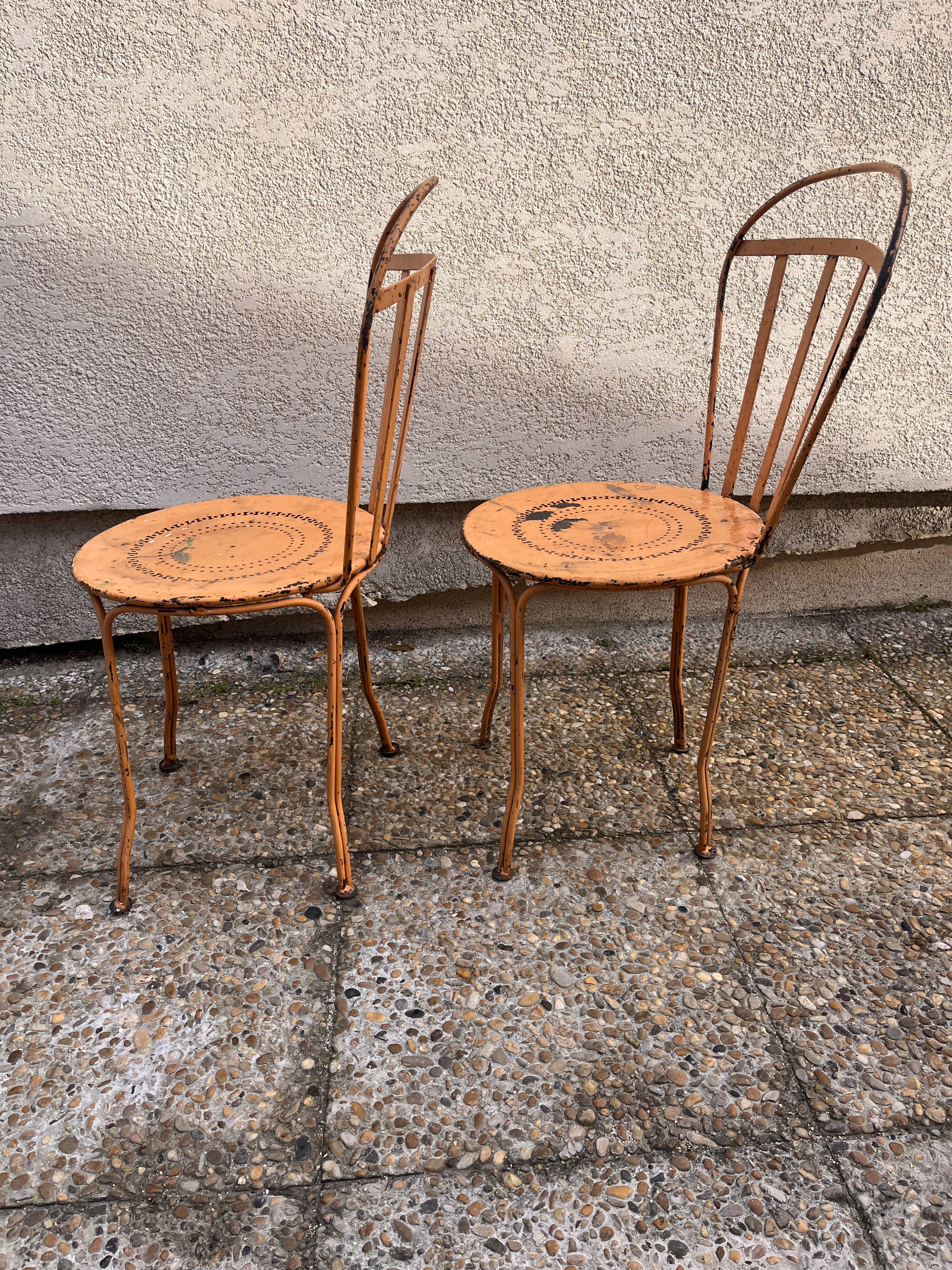 2 chaises montgolfière de jardin vintage