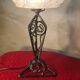 1930 wrought iron lamp, opaline lampshade, Clichy, very beautiful, 39x20