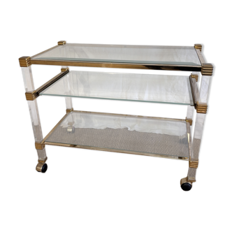 Altuglas and gilded brass dessert table by Pierre Vandel 1970