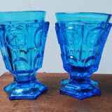 2 antique blue Charles X glasses