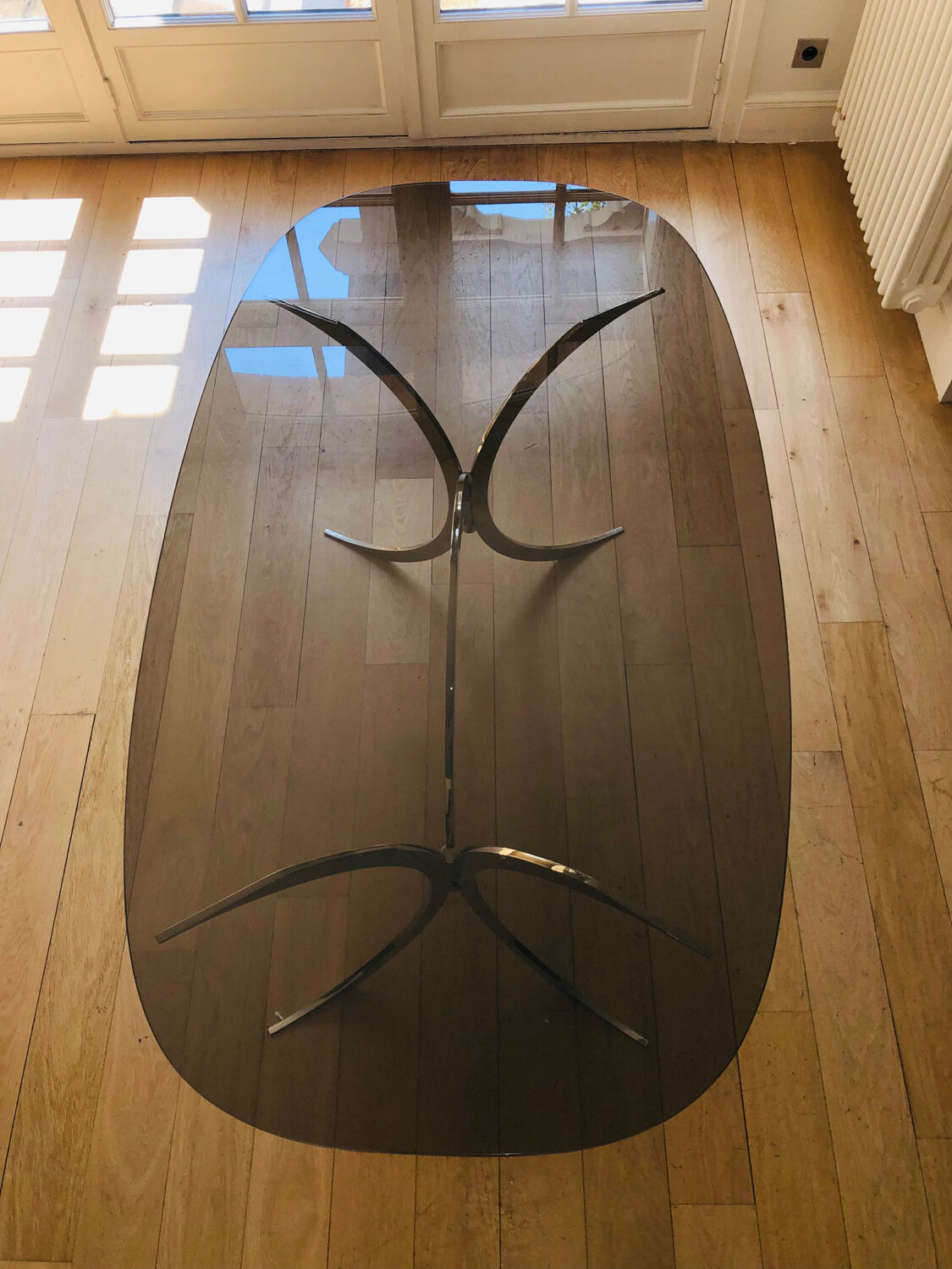 Dining table 70 smoked glass and steel