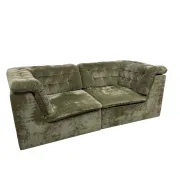 Vintage Modular Velvet Sofa Olive 2 seater