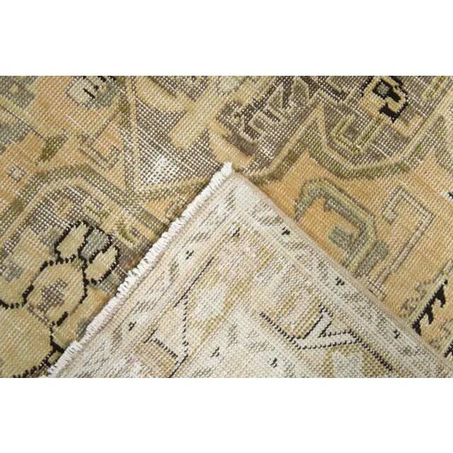 1970s Vintage Persian Handmade Wool Cotton Yellow Area Rug 283x386