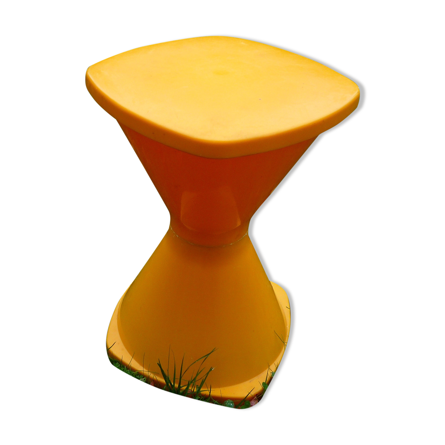 Yellow stool Tam Tam style, vintage 70s