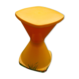 Yellow stool Tam Tam style, vintage 70s