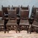 Series of 8 Renaissance chairs in oak with brown patina circa 1850
