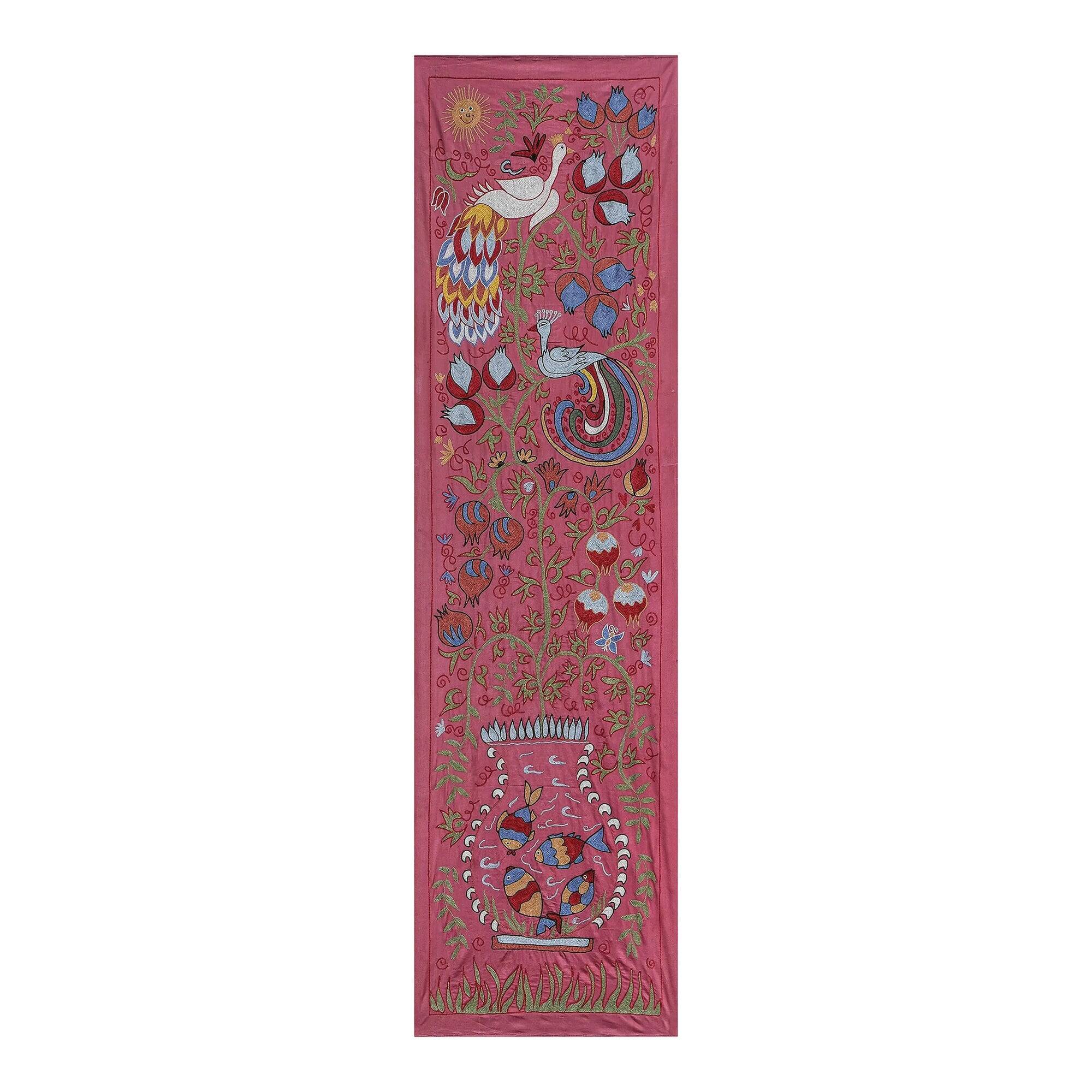 Vintage hand-embroidered tribal tapestry 54x190 cm