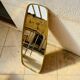 Large asymmetrical mirror metal gold vintage 1960 60 design mirror