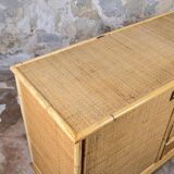 Bamboo and rattan chest of drawers or sideboard by Dal Vera, Italy, 1979