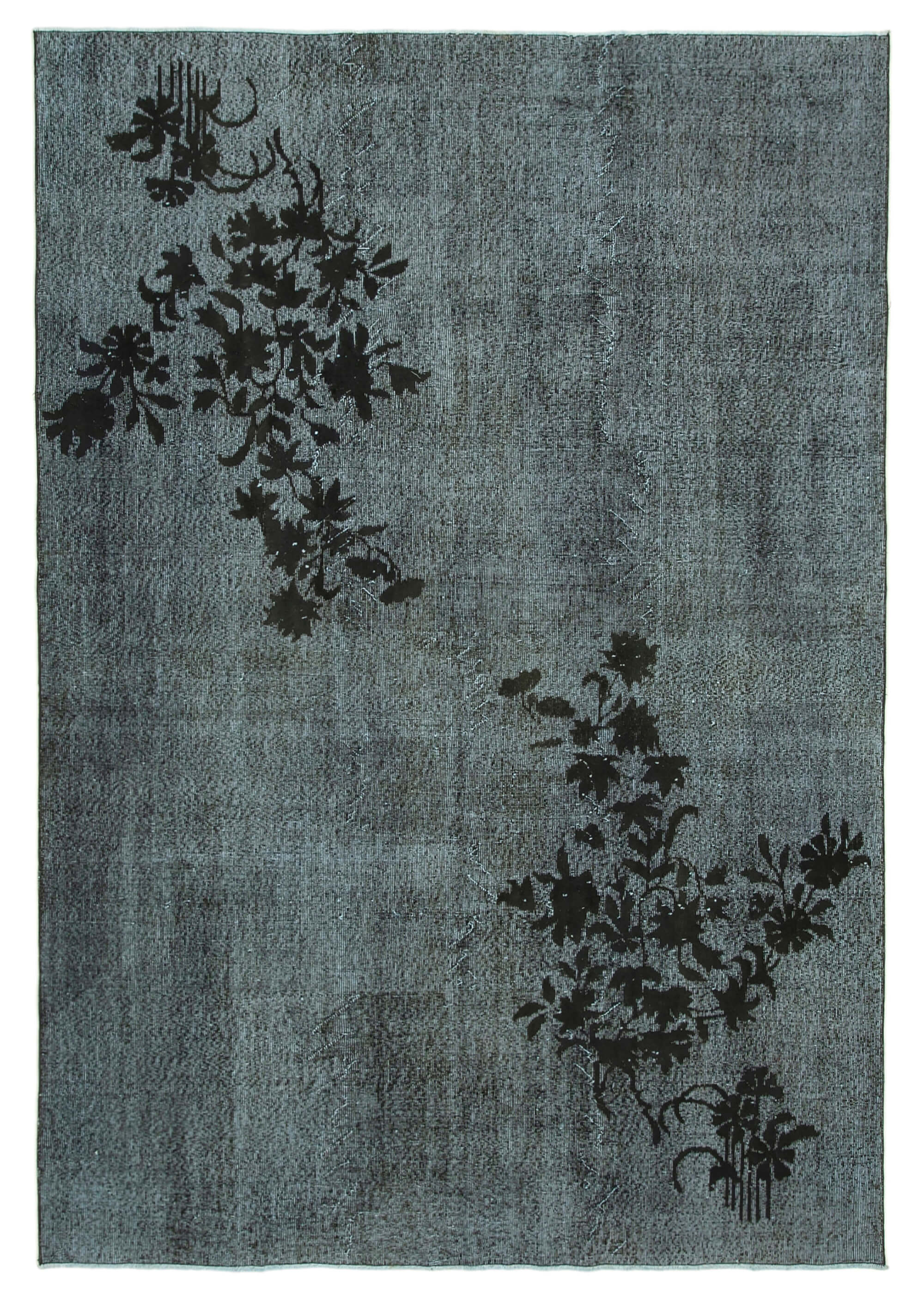 Hand-knotted bohemian turkish 1970s 213 cm x 305 cm black rug