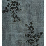 Hand-knotted bohemian turkish 1970s 213 cm x 305 cm black rug