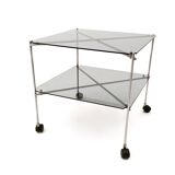 Pair of Postmodern Glass Carts Mod. Biplano by Bruno Munari for Robots, Italy