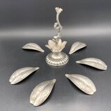 Fleuron - Christofle - Vintage caviar spoon display "Flower of Poseidon" in silver metal
