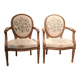 Pair of Louis XV style medallion armchairs.