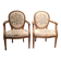 Pair of Louis XV style medallion armchairs.