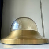 Vintage  Midcentury wall ceiling light in  Brass amber colored glass