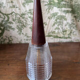 Vintage Scandinavian teak and holophane glass pendant light. 50s/60s