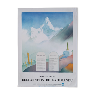 Affiche original Samivel "Déclaration de Kathmandu" 1990