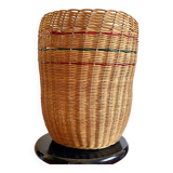 High basket with woven straws
