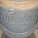 Large White Crackled Ceramic Urn Lamp with Drapery and Greek Frieze.