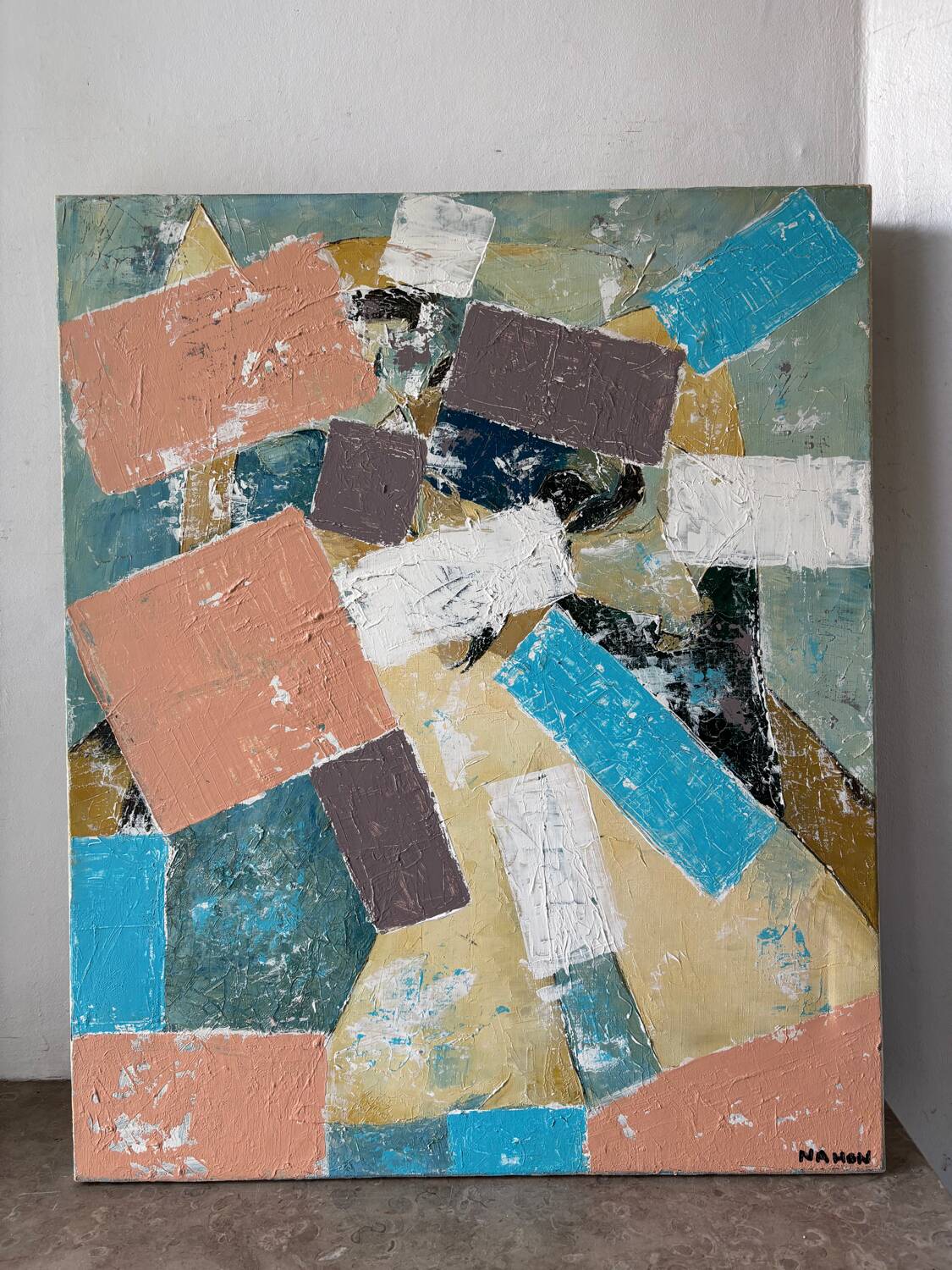 Composition abstraite signée Nahon
