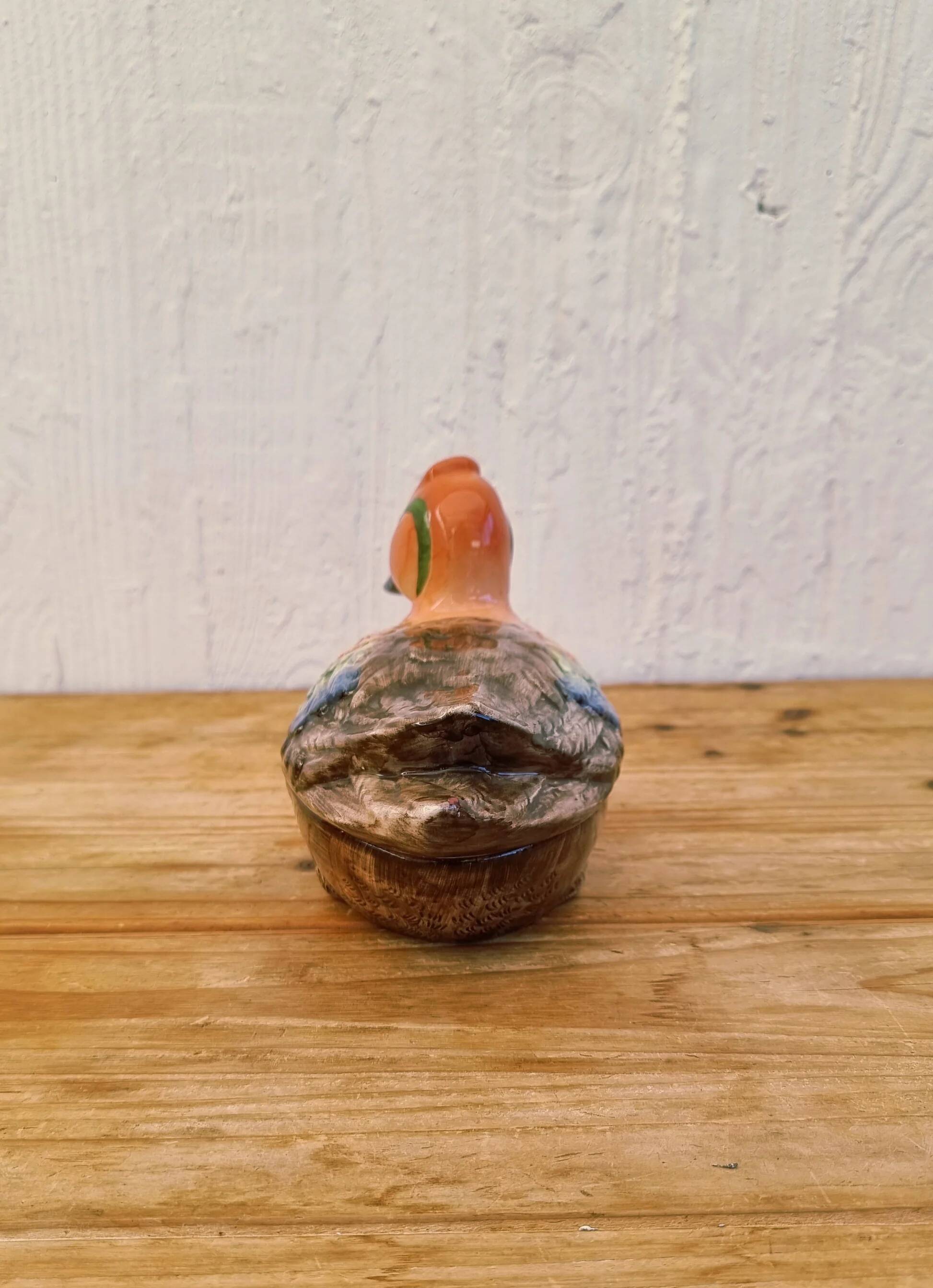 Vintage duck terrine in ceramic signed by Michel Caugant.