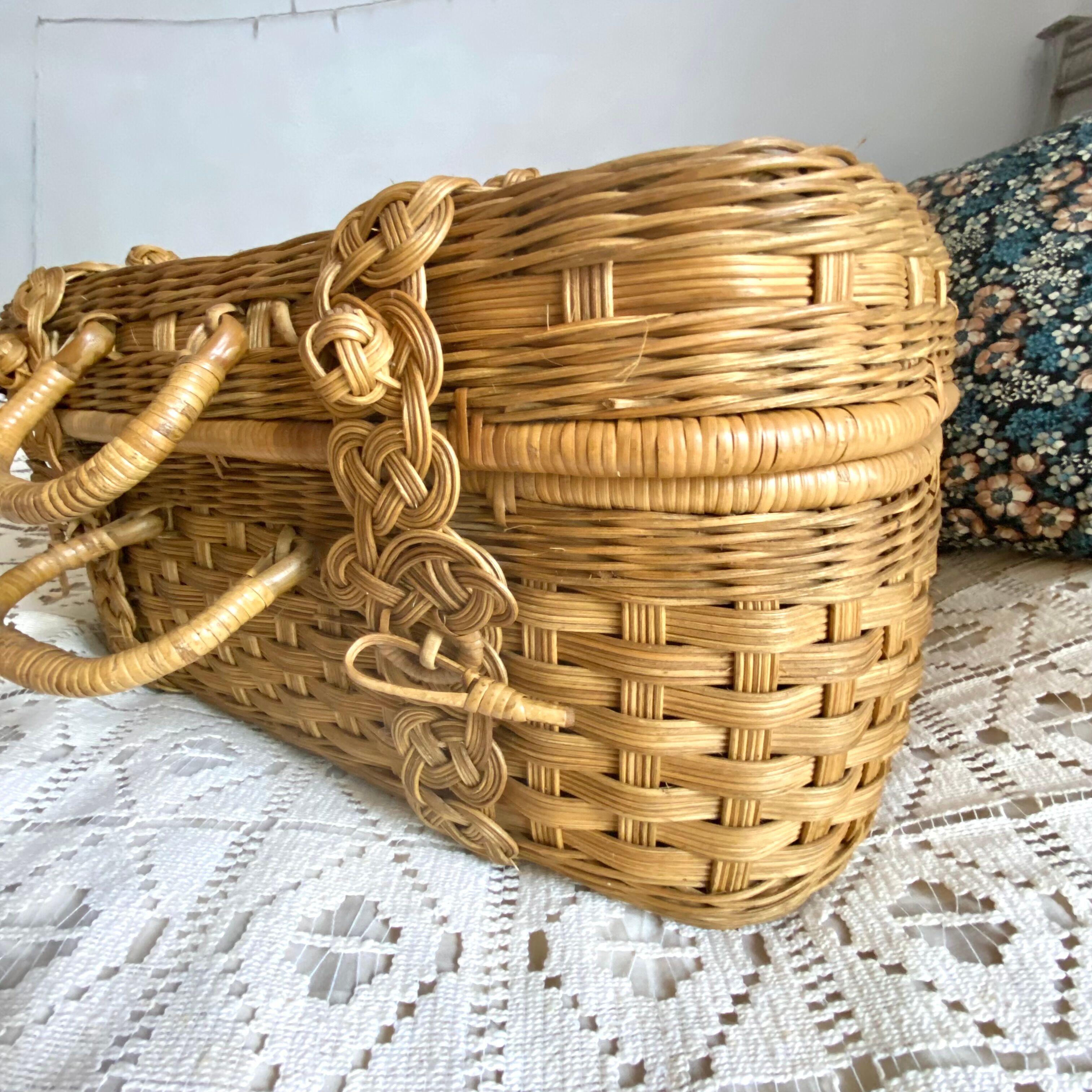 Vintage rattan suitcase