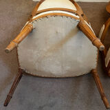 Pair of Louis XVI style medallion armchairs, late 19th / early 20th century.