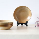 Set of 6 hollow sandstone plates, sandstone village, vintage French