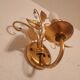 Shabby Wandlampe vergoldet Blattgold Kristallelemente Hollywood Regency 70s