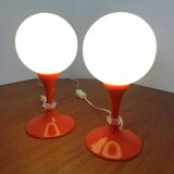 Glass and Plastic Tulip Bedside Lamps, 1970s, Set of 2