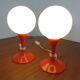 Glass and Plastic Tulip Bedside Lamps, 1970s, Set of 2