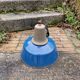 Industrial pendant light in blue enamelled sheet metal and cast iron, Poland, 1950s-60s