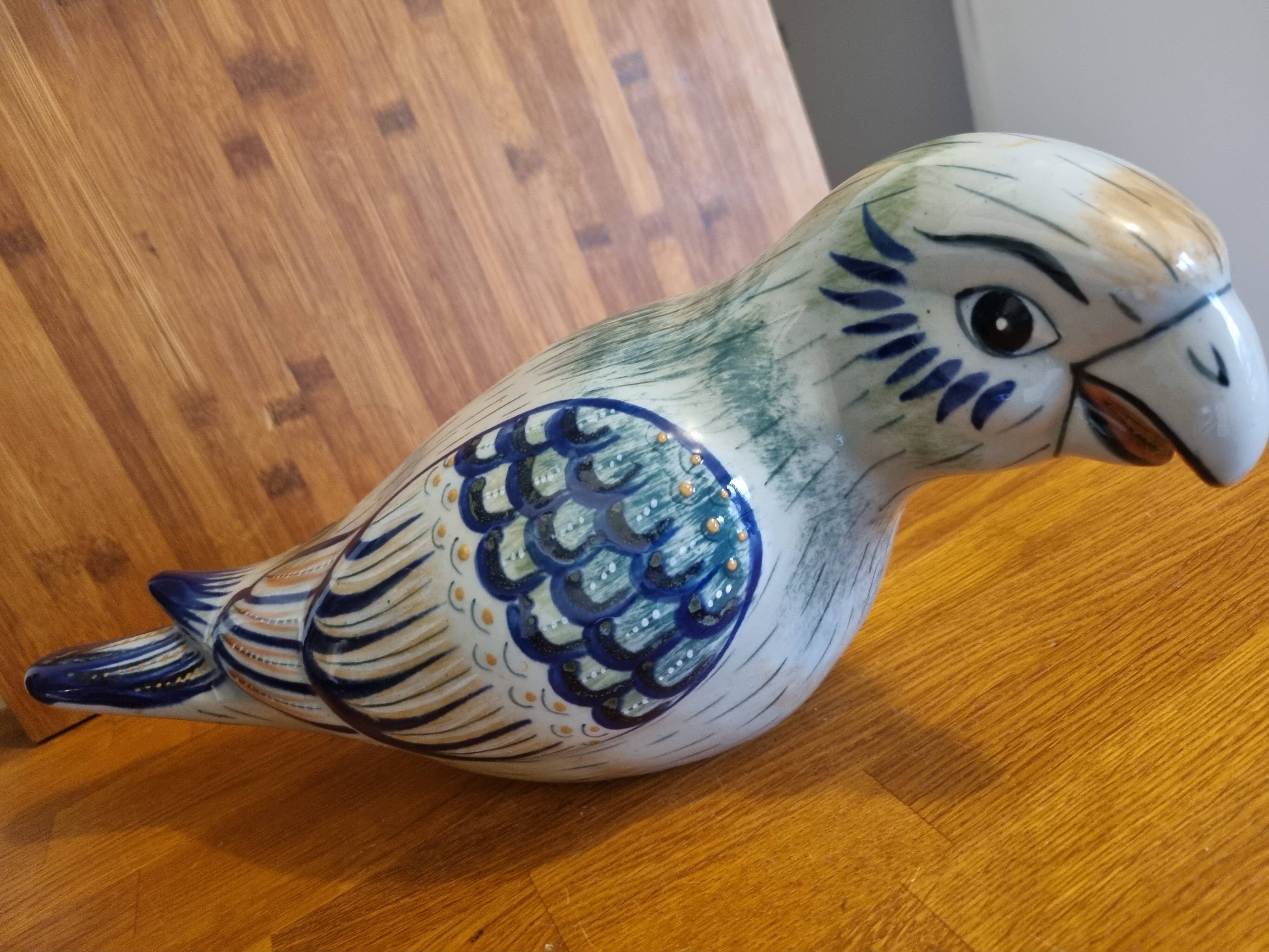Large Vintage Parrot Pottery Erandi Tonala Mexico