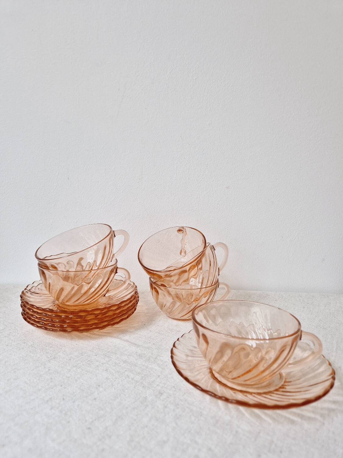 Set of 6 "Rosaline" coffee cups '70s - Arcoroc France vintage