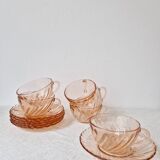 Set of 6 "Rosaline" coffee cups '70s - Arcoroc France vintage