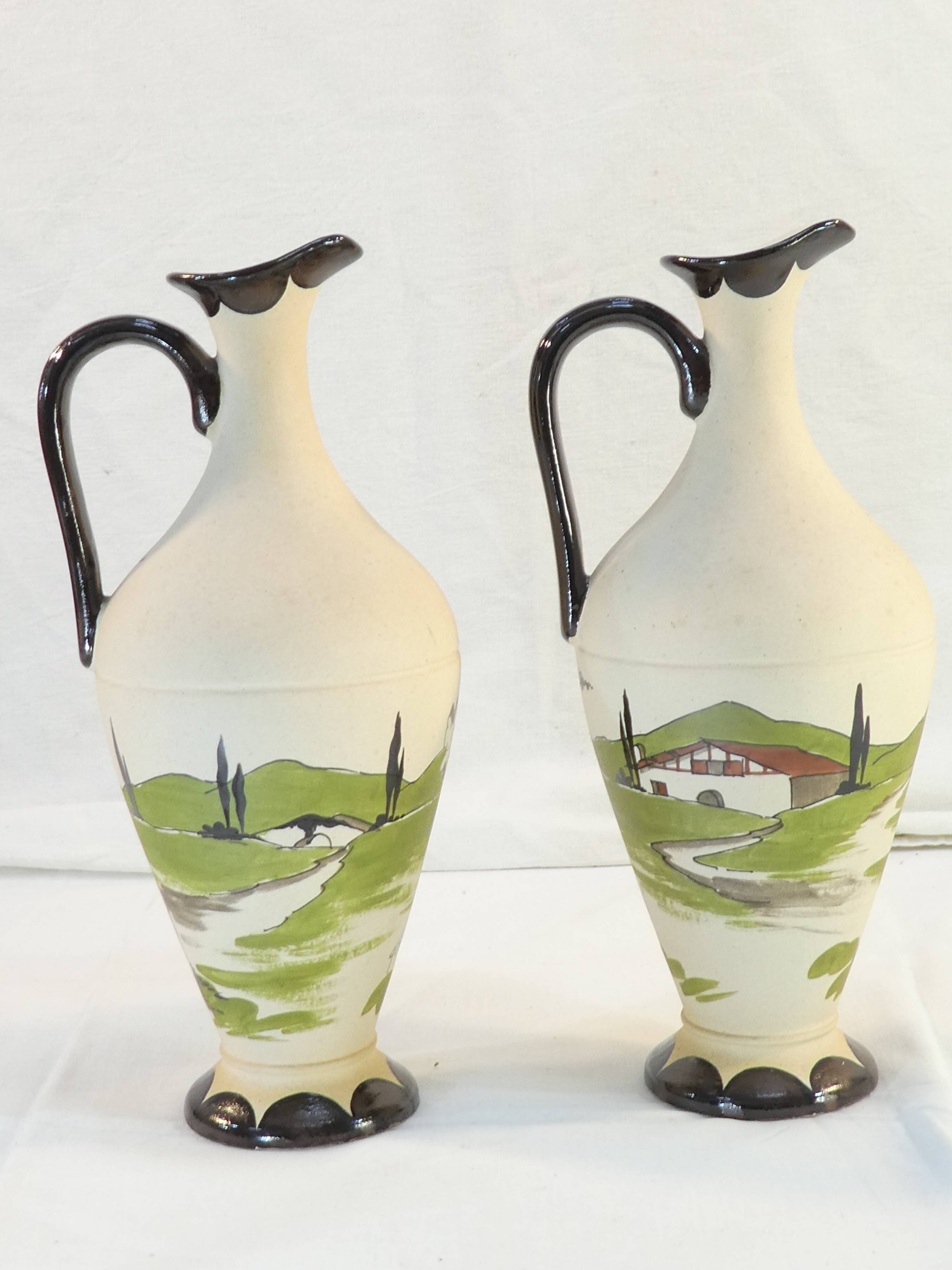 Pair of pitcher / decanter Signed GAITAUD Grés Basque 50s
