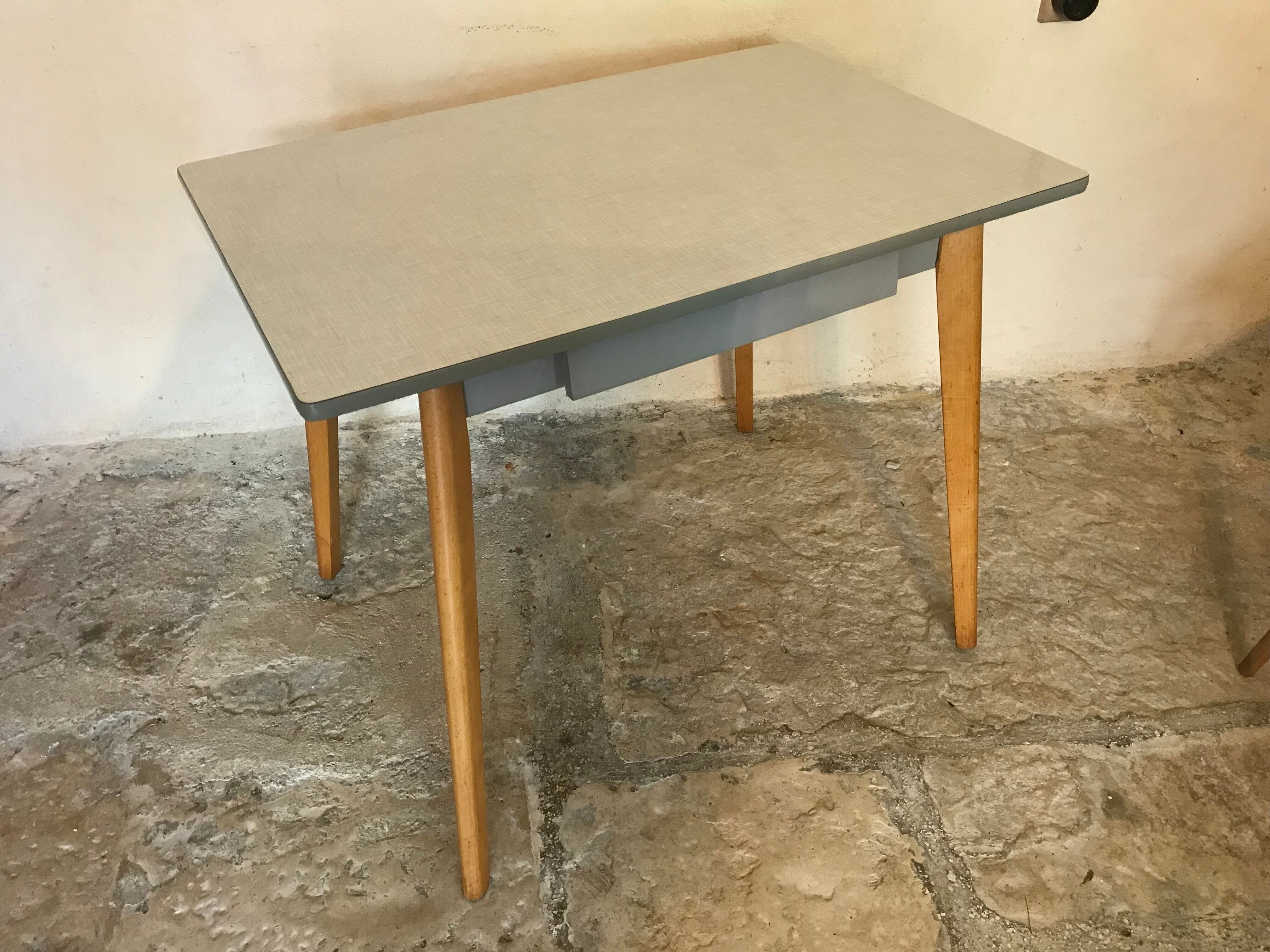 Vintage kitchen table 1960 formica and compass wood legs
