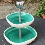 Ferlay Vallauris aperitif server, double in enamelled ceramic, vintage