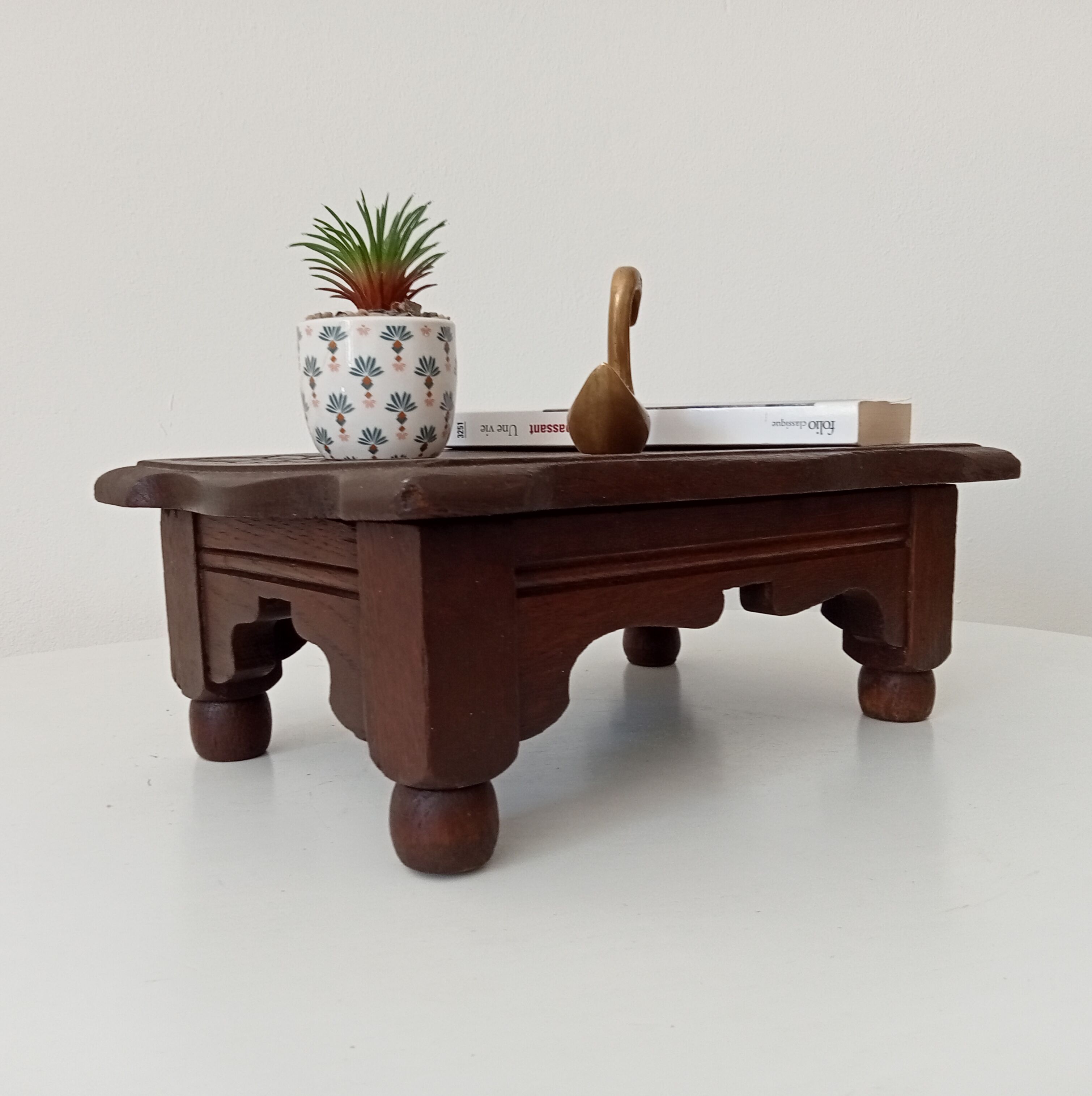 Antique carved wooden stool