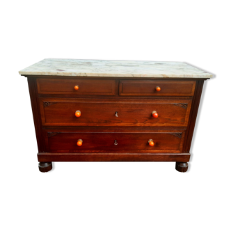 Art Deco chest of drawers in oak and marble