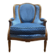 Louis XVI style blue velvet wingback armchair
