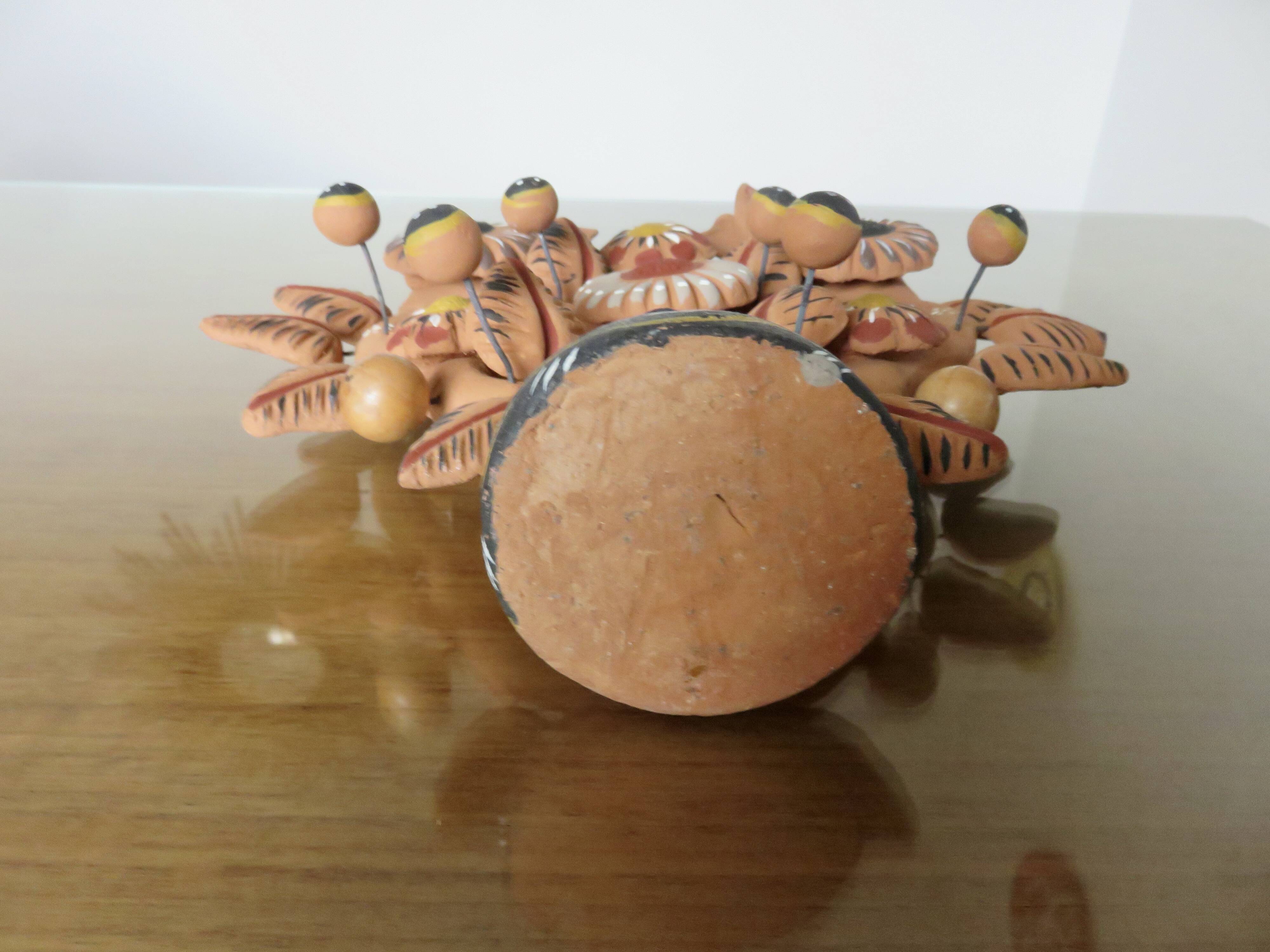 Chandelier, Mexican candlestick "tree of life" terracotta, 1970