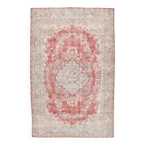 7x10 Faded Red Area Vintage Persian Rug, 199x311 Cm