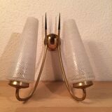 Double Arlus 50s wall lamp, brass and glass